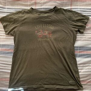 Life is Good olive green tee t-shirt women’s size medium “Off Road Trip”